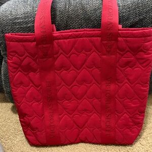 Victoria's Secret Red Heart Quilted Tote